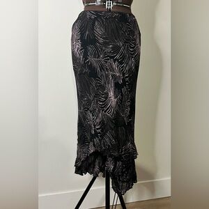 Tropical Print tiered, layered skirt with sequin detail through the bottom, midi